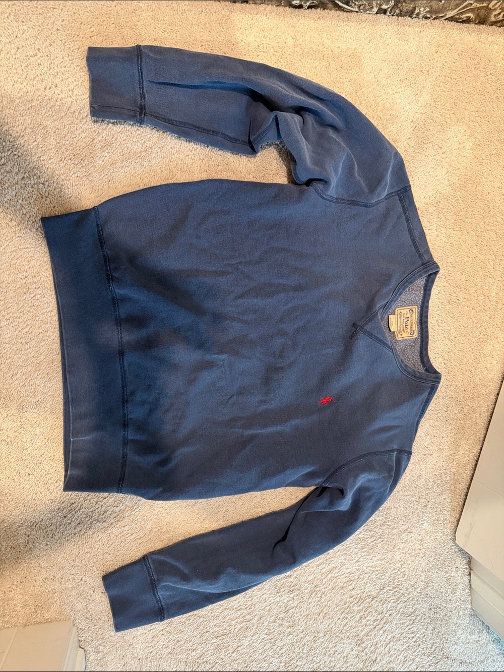 Polo by Ralph Lauren Navy Crewneck Sweatshirt with Red Pony